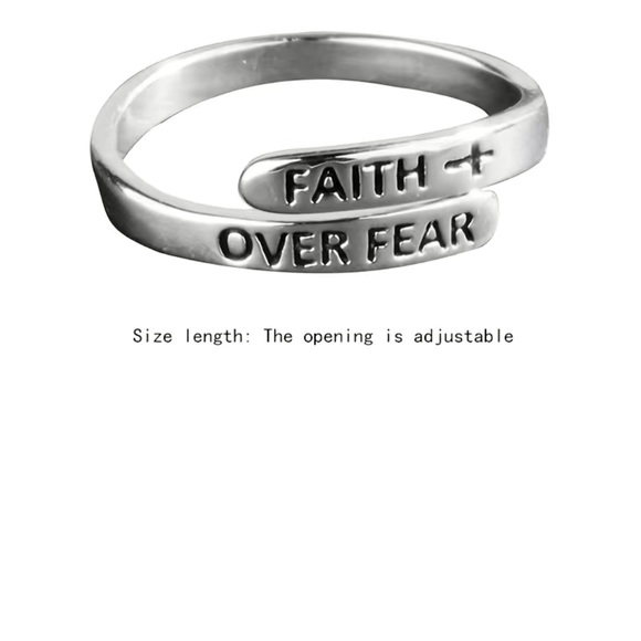Faith Over Fear Silver Wrap Ring - Picture 6 of 8